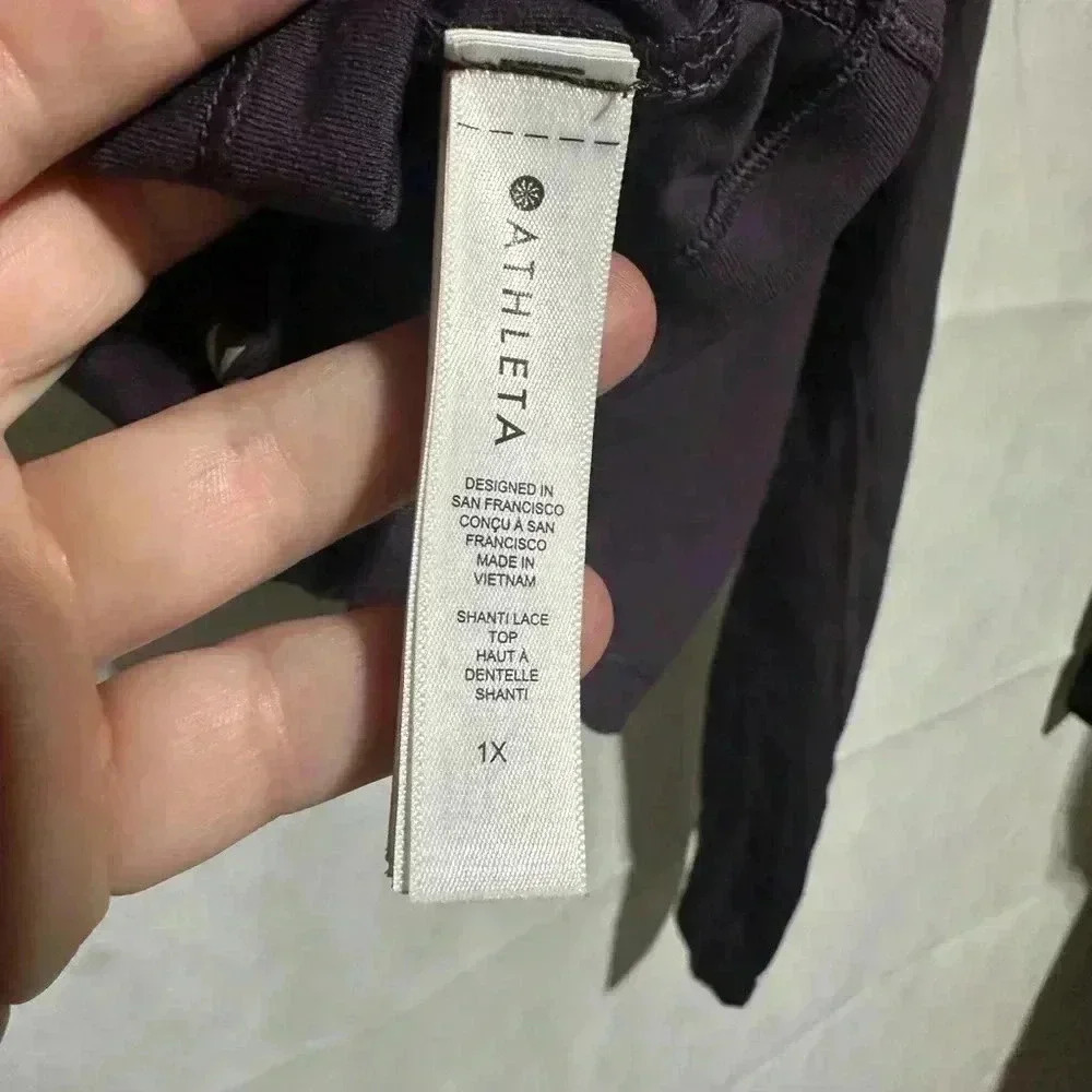 Athleta Shanti Lace Purple Crop Long Sleeve Breathe Wicking Shirt Top Sz 1X NWOT - Picture 6 of 6